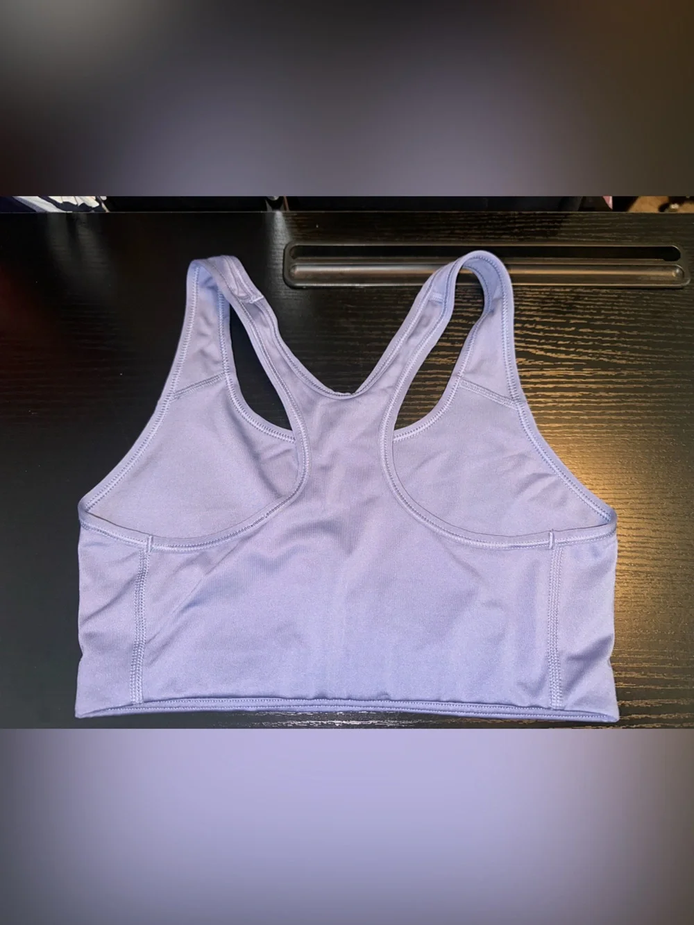 Nike Dri Fit Size Medium Purple Sports Bra with White Logo Swoosh